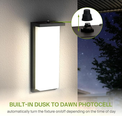 ASD LED 14" Outdoor Wall Light, Dusk to Dawn Front Door House Sconce | 3CCT, Photocell, Waterproof, ETL Listed | 20W 1900LM 3000-5000K 120V | Exterior Patio Lighting Fixture, Porch Lamp | Black