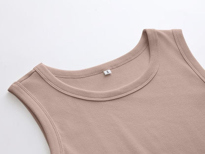 ANRABESS Womens Sleeveless High Neck Tank Tops Fashion Summer Casual Basic Slim Fit Ribbed Racerback Top Shirt Clothes Khaki X-Large