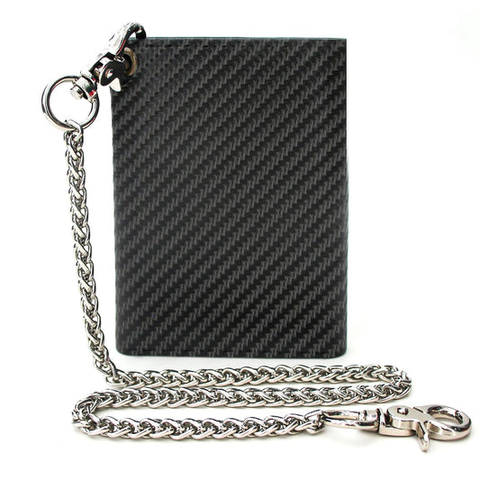 boshiho Real Leather RFID Blocking Bifold Wallets for Men Double Zipper Coin Pocket Purse with Anti-Theft Chain (#01 black)