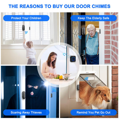 SanJie Wireless Door Chime for Business When Entering Door Entry Chime Door Bell with 800Ft Range Door Chimes When Door Opens for Home Door Alarm with Chime Adjustable Volume