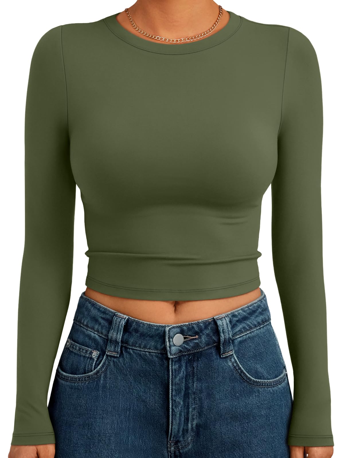 Trendy Queen Womens Long Sleeve Crop Tops Basic Slim Fitted Shirts Fashion 2025 Going Out Y2k Tops Teen Girl Clothes