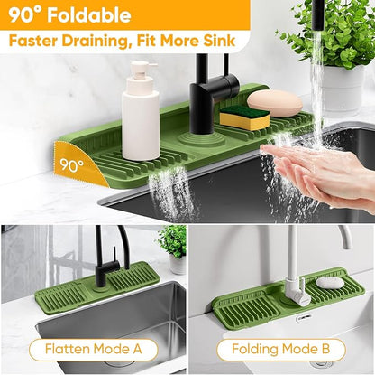 17.7'' Faucet Mat for Kitchen Sink Splash Guard Folding Kitchen Sink Faucet Mat