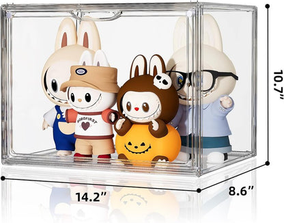 Clear Acrylic Display Case - Large Stackable Storage Bin with Magnetic Lids | 10.7x8.6x14.2 Inch for Collectibles, Figures, Handbags