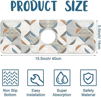 Ceramic Wall Tiles Sink Splash Guard Faucet Mat Moroccan Graphics Super