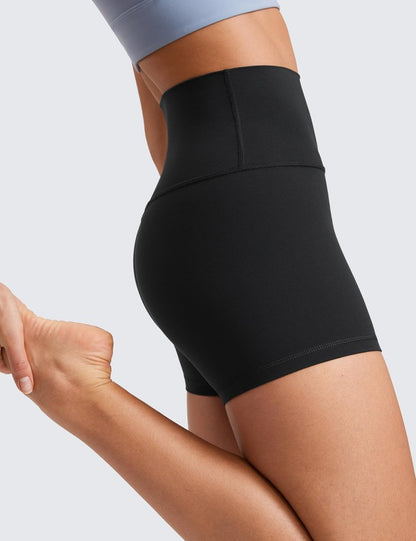CRZ YOGA Butterluxe Biker Shorts 4'' - High Waisted Booty Workout Volleyball Yoga Womens Spandex Dark Grey Camouflage 2 Small