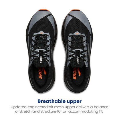 Brooks Men’s Ghost 17 Neutral Running Shoe - Black/Orange - 9 Medium