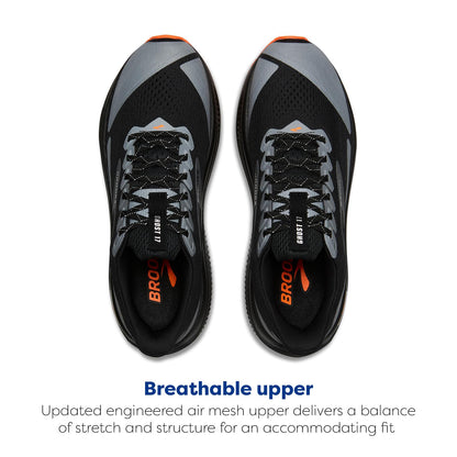 Brooks Men’s Ghost 17 Neutral Running Shoe - Black/Orange - 12.5 Medium