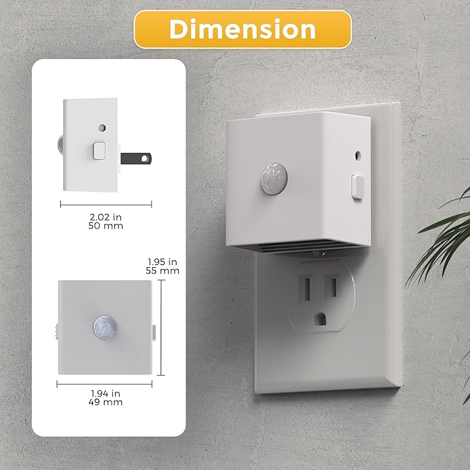 L LOHAS LED Night Light,Plug in Night Light with Motion Sensor and Dusk to Dawn Sensor,[2-PACK] Brightness Adjustable,3000K Soft White, Nightlight for Bathroom Hallway Kitchen