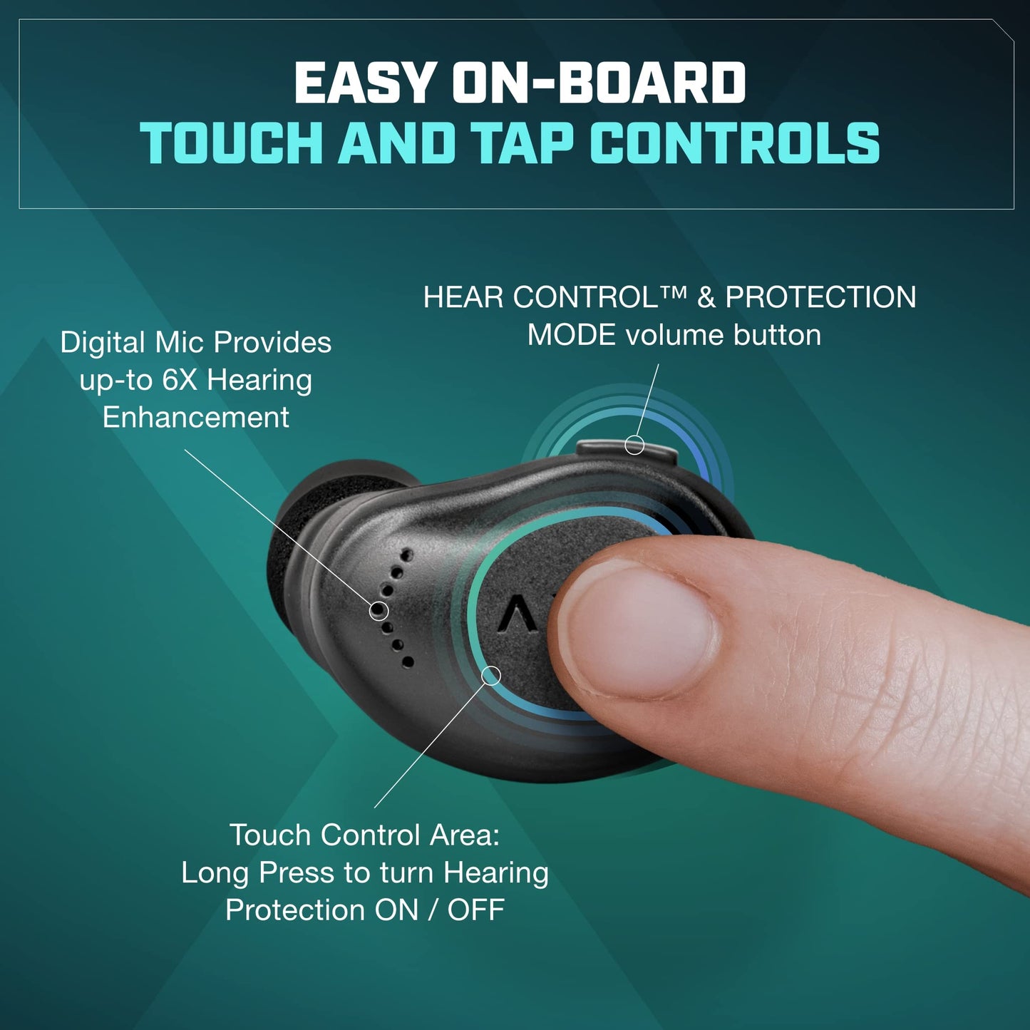 AXIL XCOR PRO Wireless Earbuds Bluetooth — HearPRO Buds with Touch Control — Bluetooth Enhancement — Hearing Protection — Dust & Water Resistant — Wind Resistant True Wireless Earbuds.