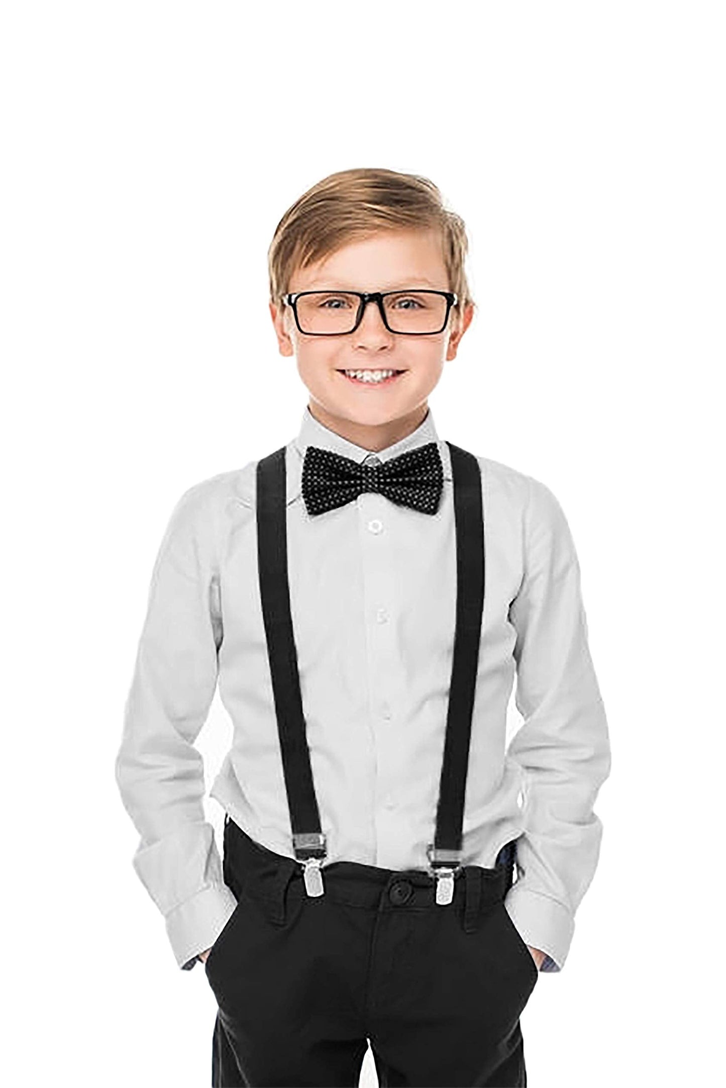 Moulen 1 Inch Durable Suspenders for 3Y-9Y Kids Boys Girls, Charcoal-Gray, 26 Inch