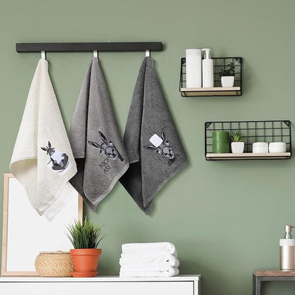 3 Pcs Funny Donkey Hand Towels Embroidered Donkey Farmhouse Decorative Bathroom