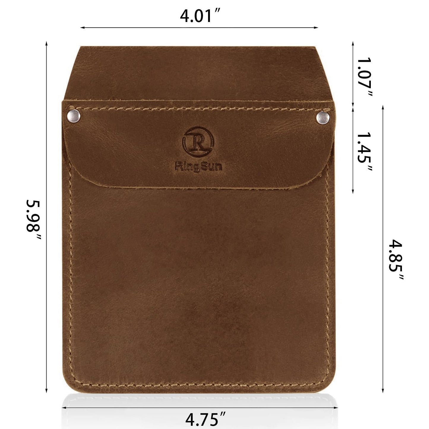RingSun Genuine Leather Pocket Protector for Men, Handmade Durable Pocket Tool Pouch, Jeans Shirts Pocket Protector for Tools Pens, Update Brown