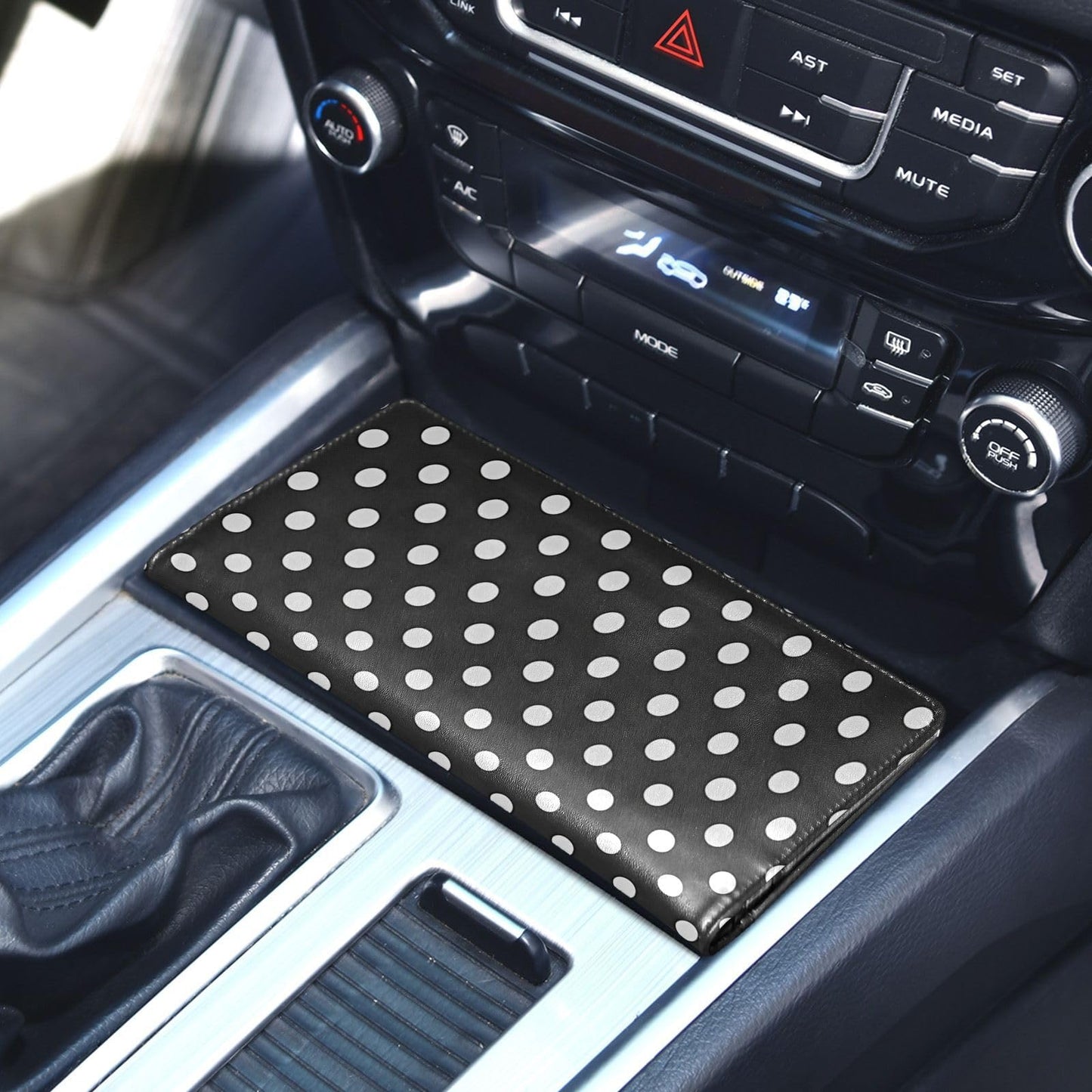 JUZIHAI Black and White Polka Dot Car Registration and Insurance Holder Glove Box Organizer Leather Vehicle Essential Document Card Wallet Accessories Case