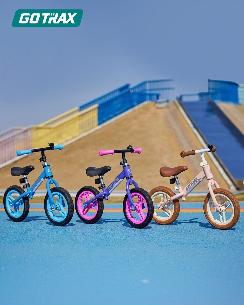 Gotrax KS12 Balance Bike, 12" Toddlers Push Bike with LED Light, Adjustable Seat & Handlebar, Flat-Free Tires & Easy Assembly Kids Bicycle, Lightweight & No Pedal, Gift for Boys Girls, Purple