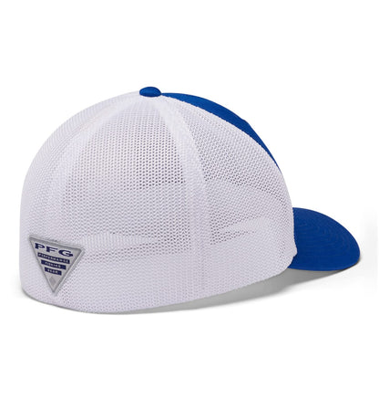 Columbia Unisex PFG Logo Mesh Snap Back - Mid, Blue Macaw/White/Marlin, One Size