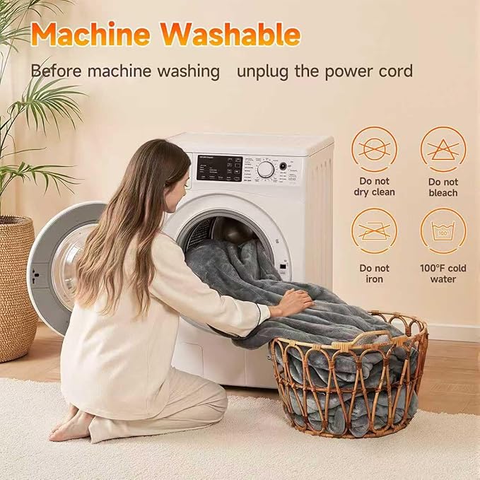 Heated Blanket Electric Blanket Queen Size 84"x90" Fast Heating Electric Blanket with Dual Control 10 Heat Levels & 10 Hours Auto-Off Overheat Protection Cozy Soft Flannel Heated Throw Blanket