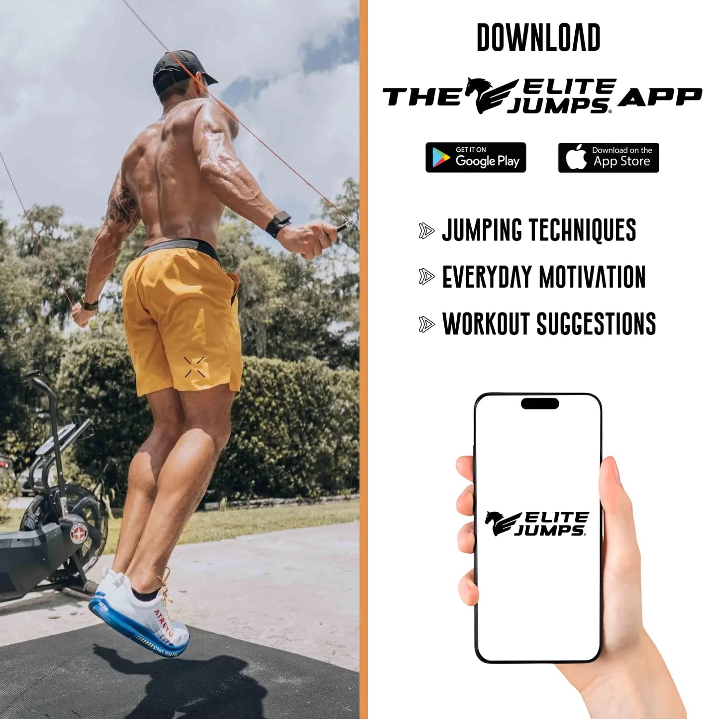 Elite Jumps - Do Hard Things 1” Beaded Jump Ropes - Strong & Durable Materials - Resize & Adjust - Fitness & Cardio Training - Improve Rhythm, Speed, Agility - Black/Black