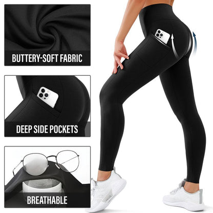 SUNCLOVE 3 Pack Leggings with Pockets for Women High Waisted Tummy Control Soft Yoga Pants Womens Workout Gym Leggings