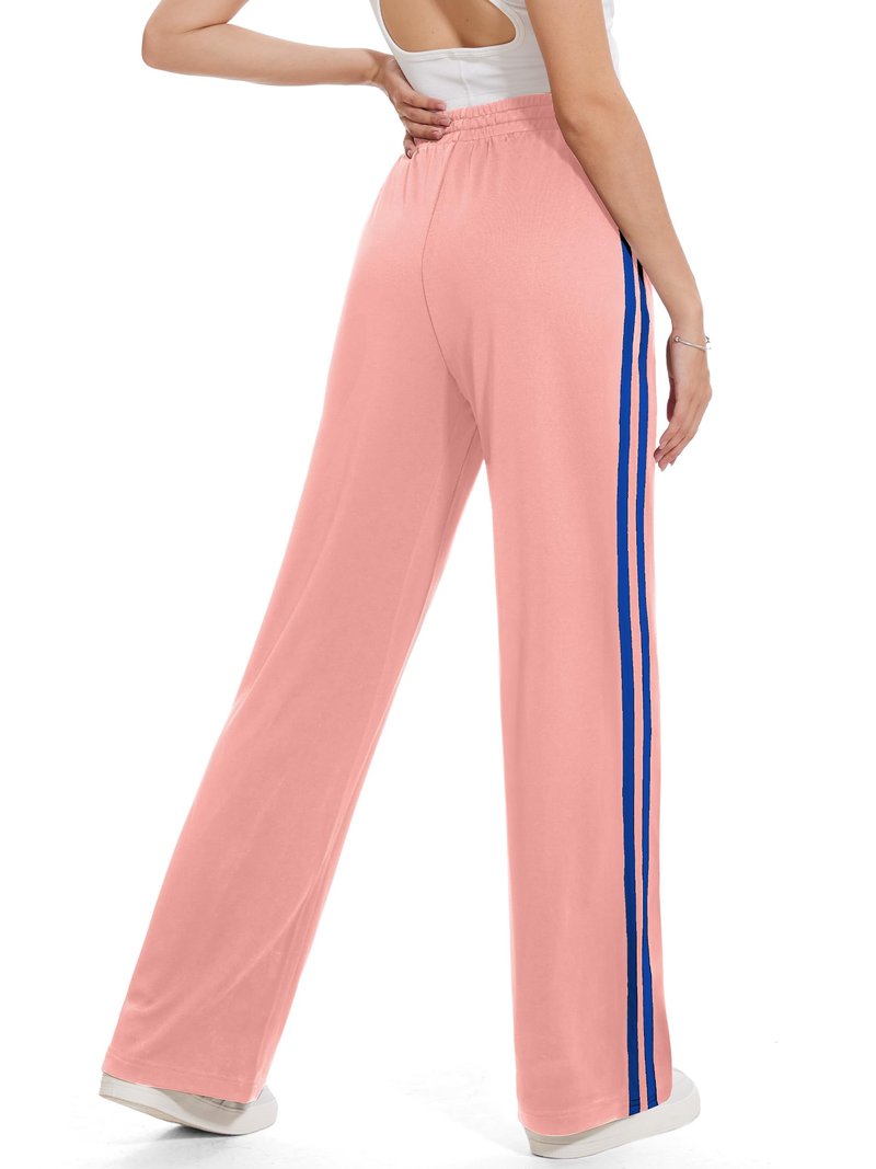 Tapata Women's 30" Inseam Track Pants Elastic Waistband Y2K with Zipper Pockets Dance Studio Sweatpants, Pink, M