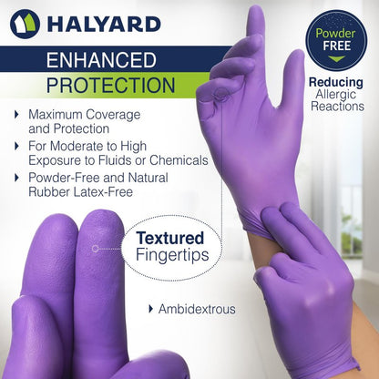 HALYARD Purple Nitrile Gloves Powder Free Disposable Medical Exam Gloves Dental Chemo Protection 5.9 mil 9.5 In Large Purple 55083 (Case of 1000)
