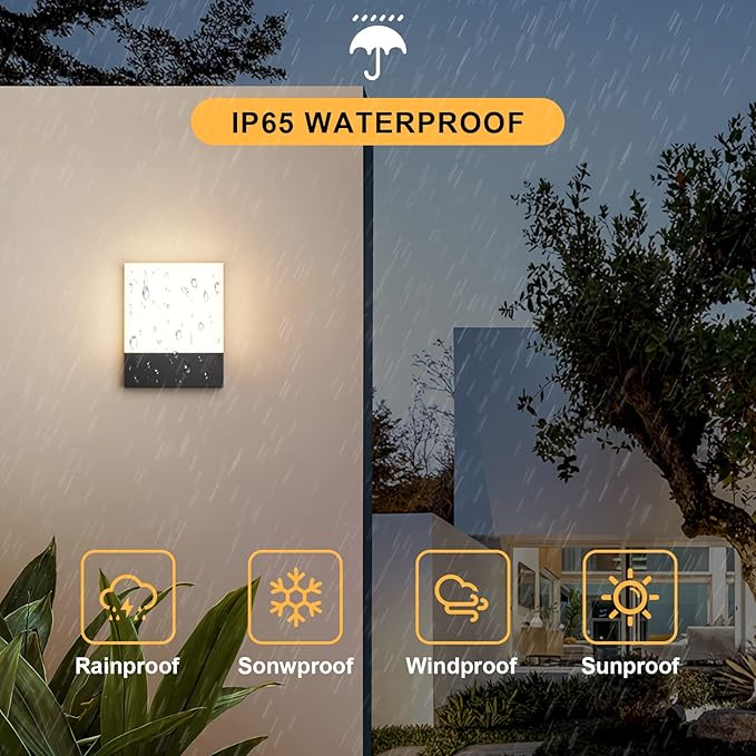 4-Pack Outdoor Modern Led Wall Light,24W 3000K Porch & Patio Hardwired Wall Sconces,IP65 Waterproof Exterior Low Profile Wall Lamp for Garage Garden Front Door Entryway(Black)
