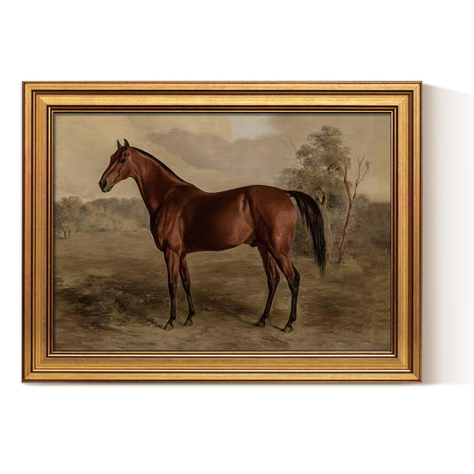 VIYYIEA Gold Framed Canvas Prints Art,12x16Inch, Vintage Horse Painting, Rustic Farmhouse Cottage Equestrian Wall Decor for Bathroom Bedroom Hallway shelf bookshelf Library, Earthy Tones