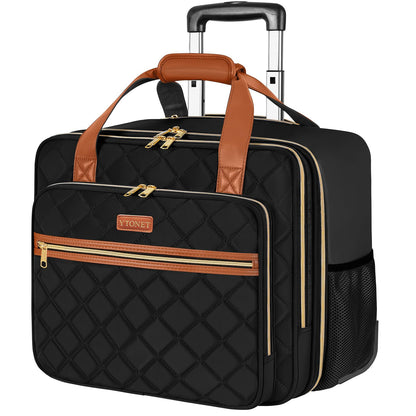 Ytonet Rolling Briefcase for Women, Extra Large Rolling Laptop Bag Fits 18 Inch Laptop, Computer Bag with wheels for Work Travel College Business Overnight Wife Mom Teacher, Black Brown