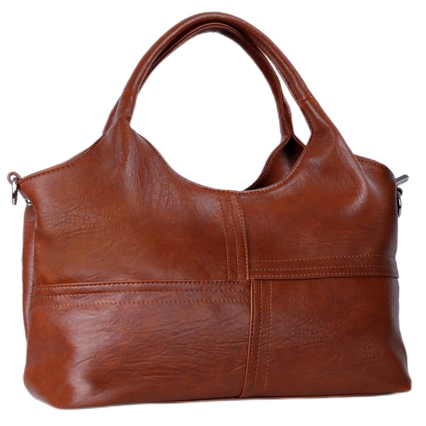 KOGTLA Vegan Leather Purses for Women with Detachable Satchel Strap, Ladies Handbags, Tote Hobo Bags with Top Handle Brown