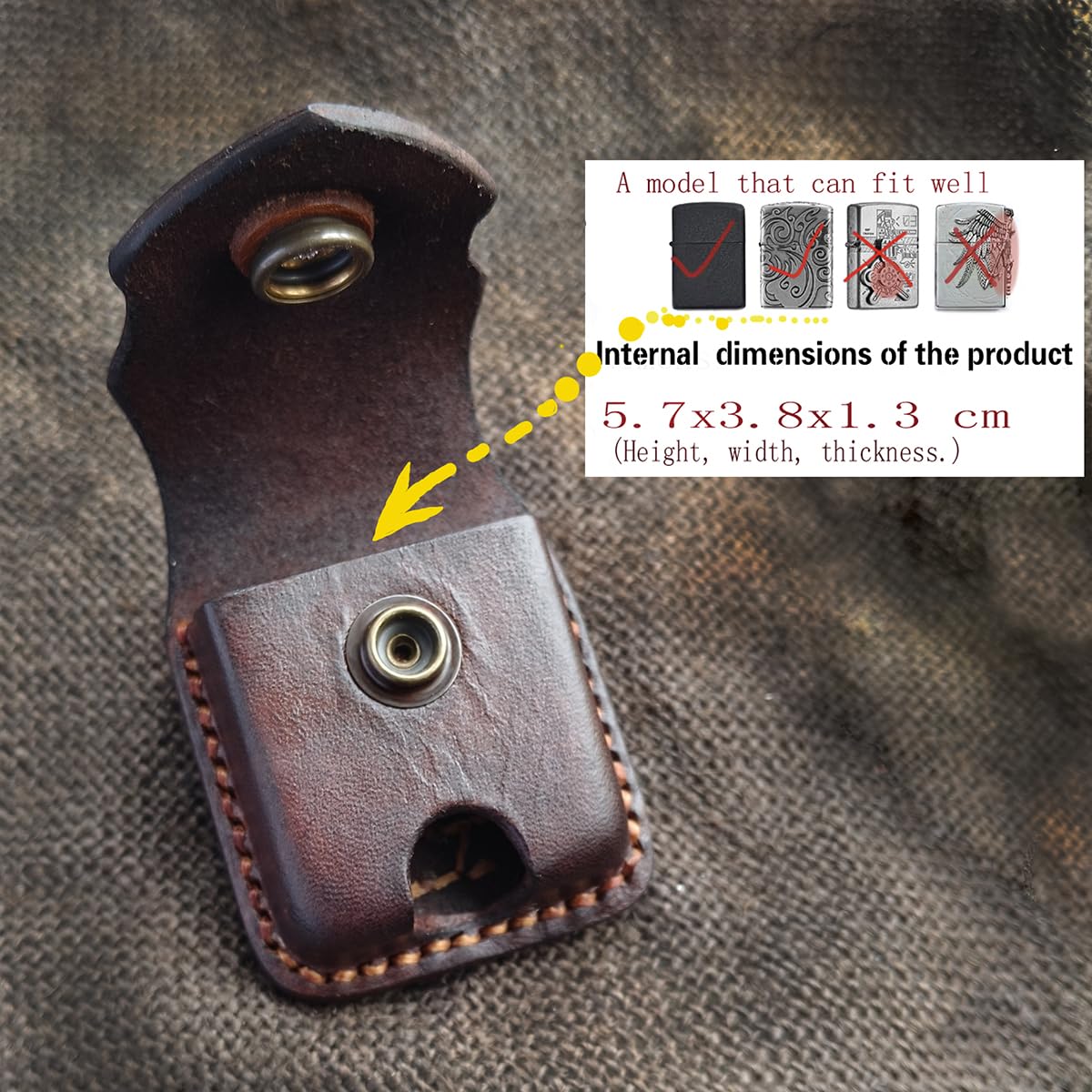 Gucaibu Leather Lighter Case, Dark Brown Western Style with Bronze Eagle Medallion, Handcrafted Holder