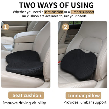 Livtribe Car Seat Cushion - Memory Foam Car Seat Pad - Sciatica & Lower Back Pain Relief - Car Seat Cushions for Driving - Road Trip Essentials for Drivers(Black)