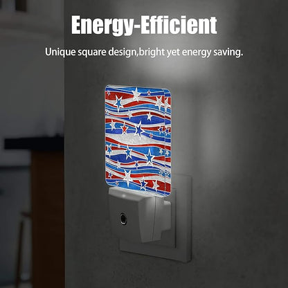 Christmas USA Flag Night Light Plug in Wall Lamp Smart Dusk to Dawn Sensor for Home Decorative, Kids Room Bedroom Bathroom Kitchen Hallway Gifts