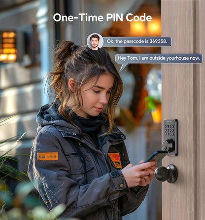 Keyless Entry Keypad Deadbolt with Handle Set, Smart Lock, Auto-Lock + One-Touch Lock, 100 Codes + 15-Min Easy Install, Ideal for Airbnb/Homes/Offices, Fits U.S. Standard Front Doors, Black