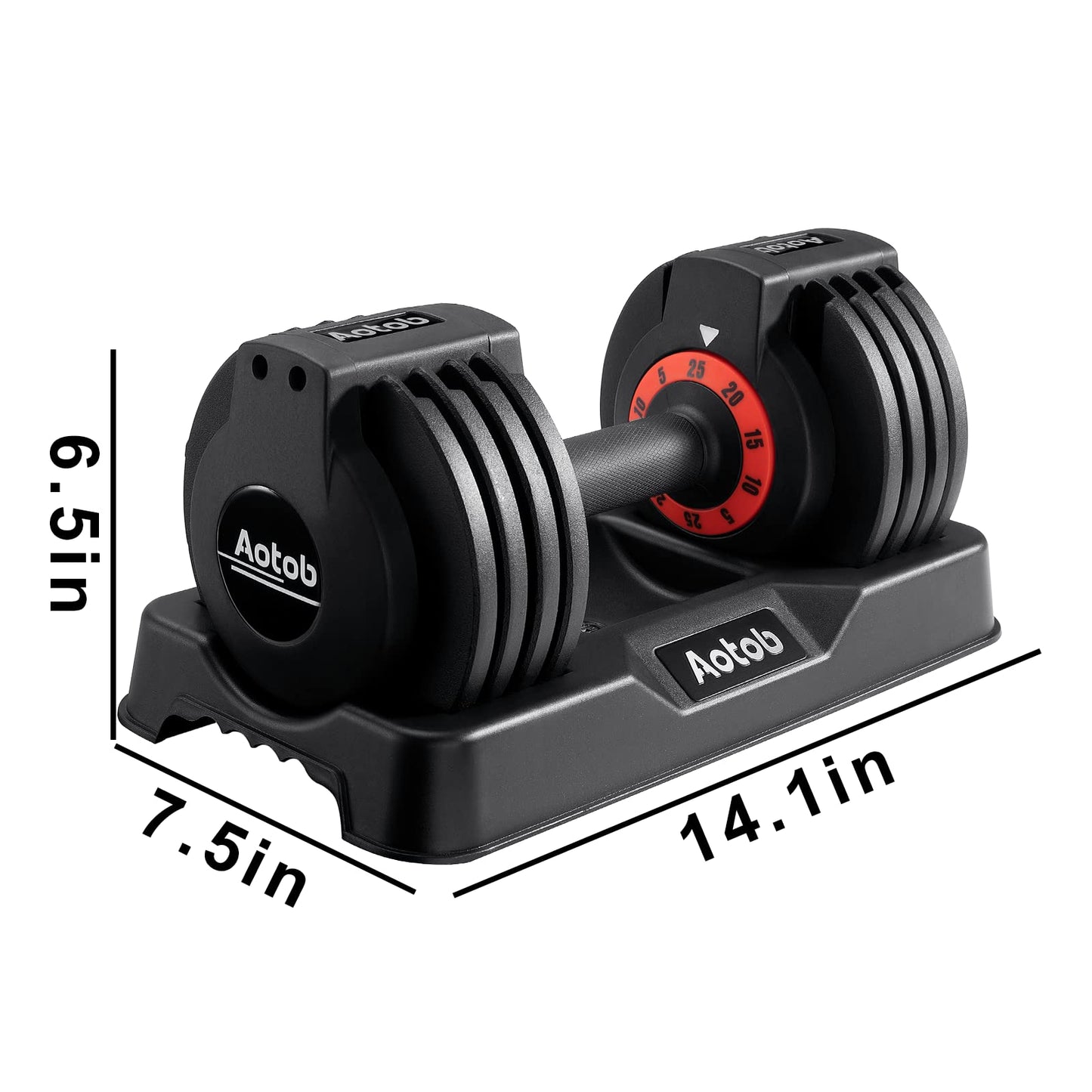AOTOB 25/55 LBS Adjustable Dumbbell Set, Anti-Slip Fast Adjusting with Turning Handle, Adjustment for Men and Women, Weights Pair for Compact Home Gym Exercise Strength