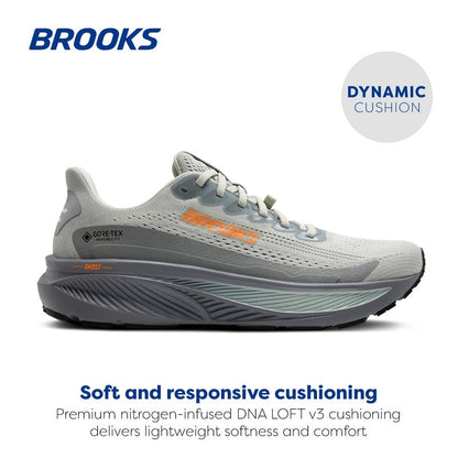 Brooks Men’s Ghost 17 GTX Waterproof Supportive Running & Walking Shoe - Smoke/Primer Grey/Orange - 13 Medium