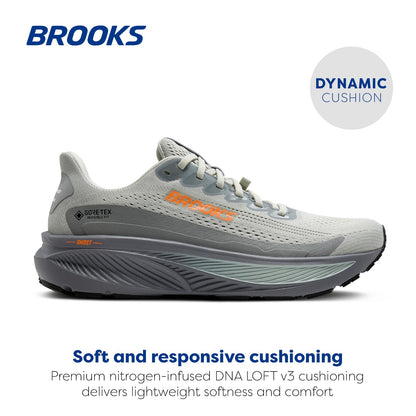 Brooks Men’s Ghost 17 GTX Waterproof Supportive Running & Walking Shoe - Smoke/Primer Grey/Orange - 12 Medium
