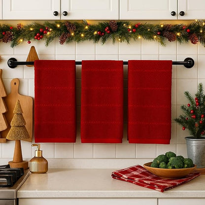Maroon Dark Red Brick Red Kitchen Hand Dish Towels: Oversized 28" x 18"