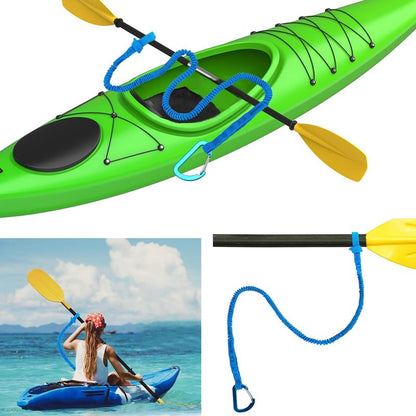 MOOCY Kayak Paddle Leash, 3-7 ft Stretchable Strap Lanyard for SUP, Canoeing, Fishing Accessories - Secure Bungee Rod Holder Tether(Green, 4 Pack)