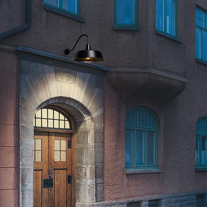 Gooseneck Barn-Lights Outdoor Fixture - 18 inch Farm Style Black Large Lighting Farmhouse Exterior Sconce Wall Light for House, Dusk to Dawn Sensor Front Door Porch Garage (18 inch)