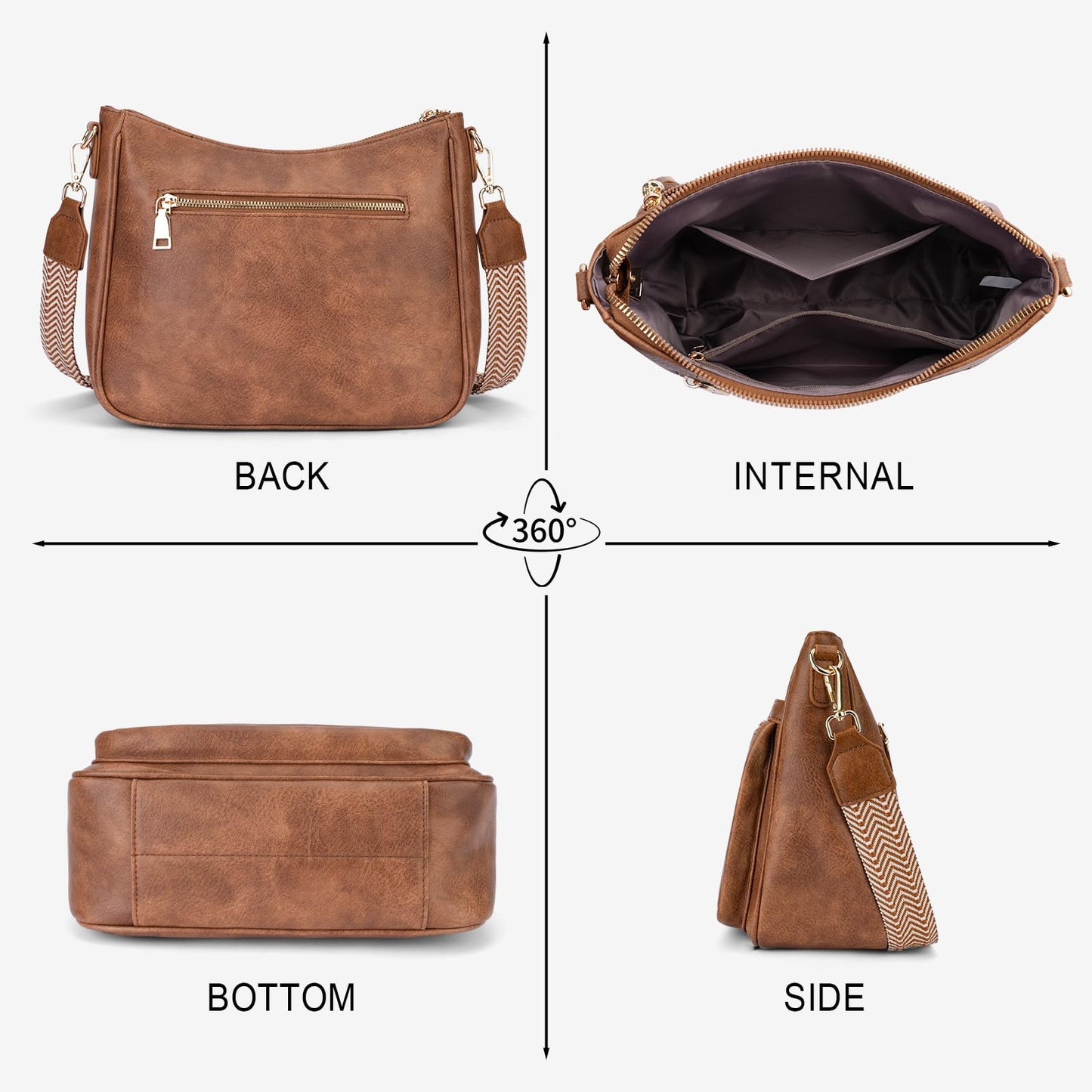 HAYRVANE Medium Crossbody Bags for Women, Vegan Leather Cross Body Purses Multi Pockets Shoulder Handbags with Tassel