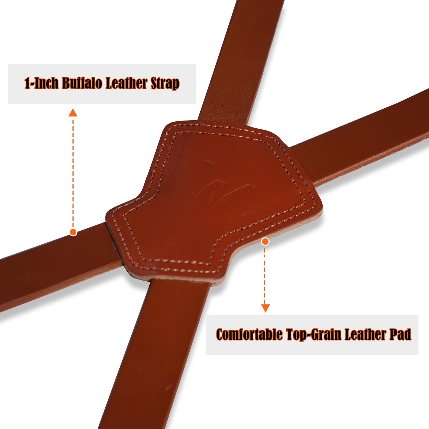 WELKINLAND Top-Grain Buffalo Leather Suspenders, Vintage Suspenders, Brown Leather Suspenders, Heavy Duty, Western Style