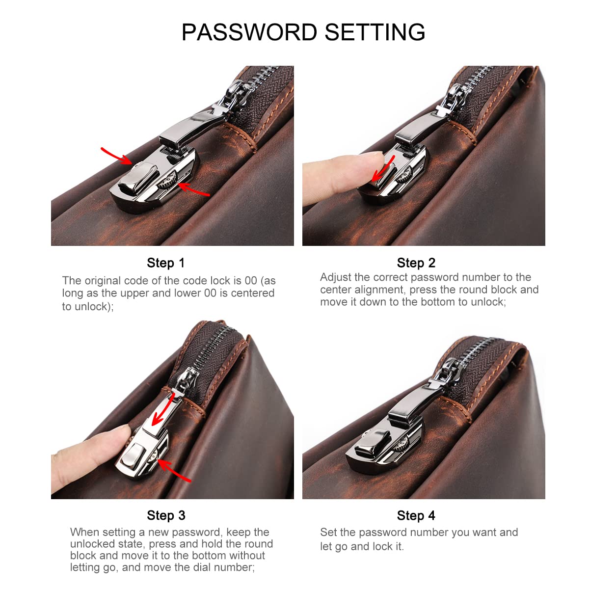Leather Men Clutch Purse Bag, Mens Business Code Lock Wallet Anti Theft Clutch Purse Phone Holder Handbag Travel Bag