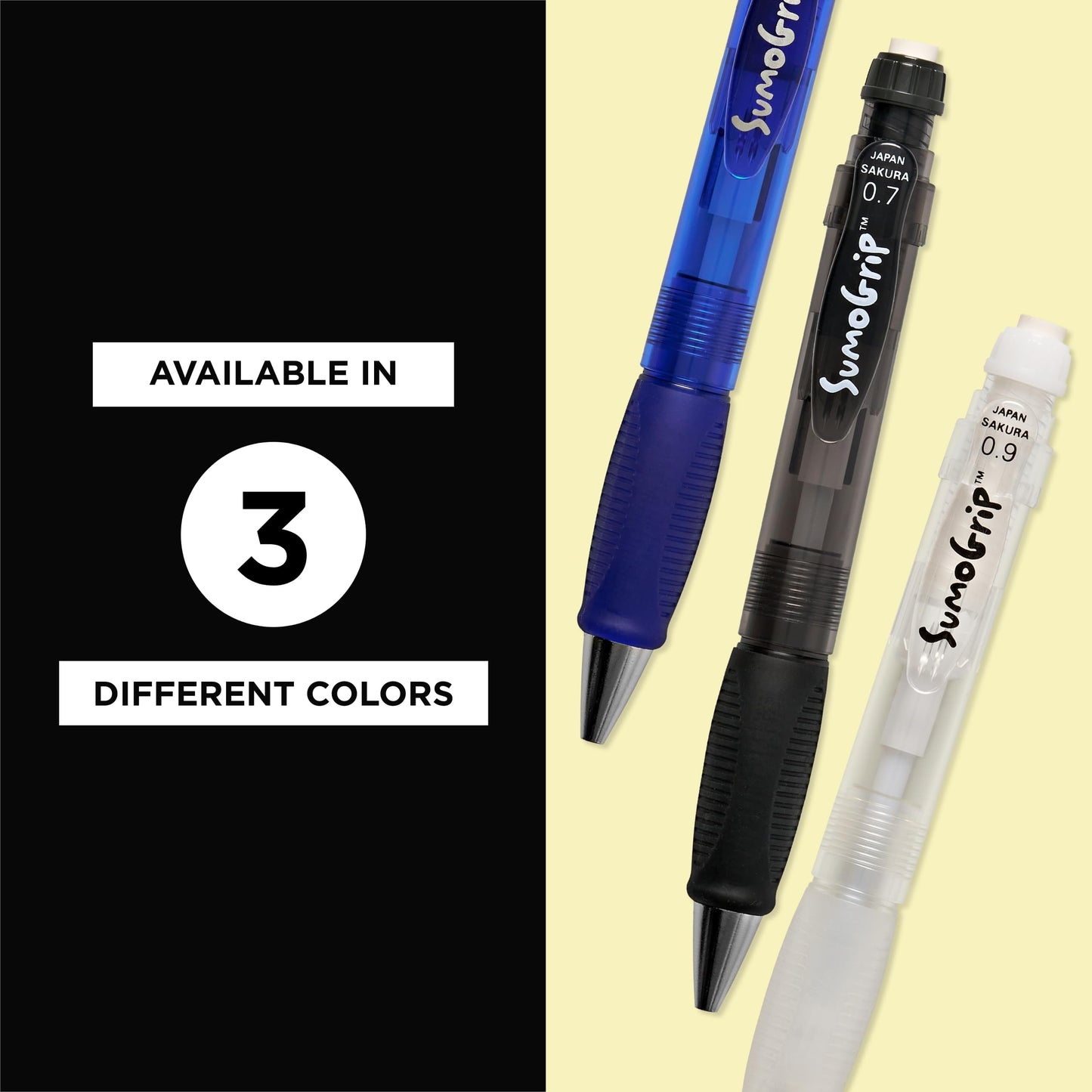 SAKURA SumoGrip Pencil with Comfort Grip - 0.9 mm Ergonomic Mechanical Pencil - Clear