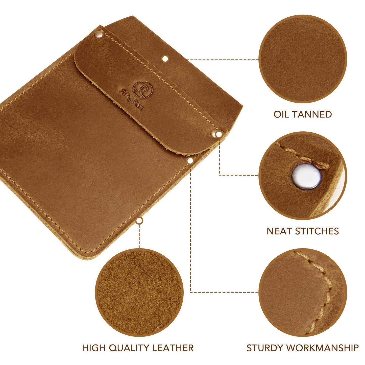 RingSun Genuine Leather Pocket Protector for Men, Durable Pocket Tool Pouch, Jeans Shirts Pocket Protector for Tools Pens