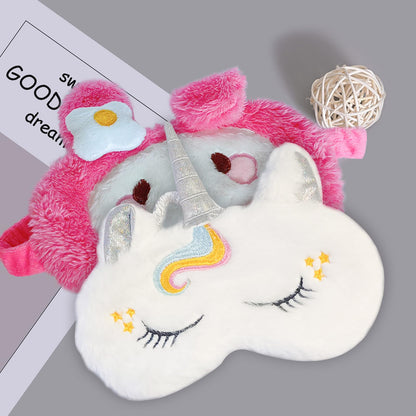 Cute Animal Sleeping Mask Soft Plush Blindfold Cute Rabbit Panda Koala Eye Cover Eyeshade for Kids Teens Girls Women (Flamingo)