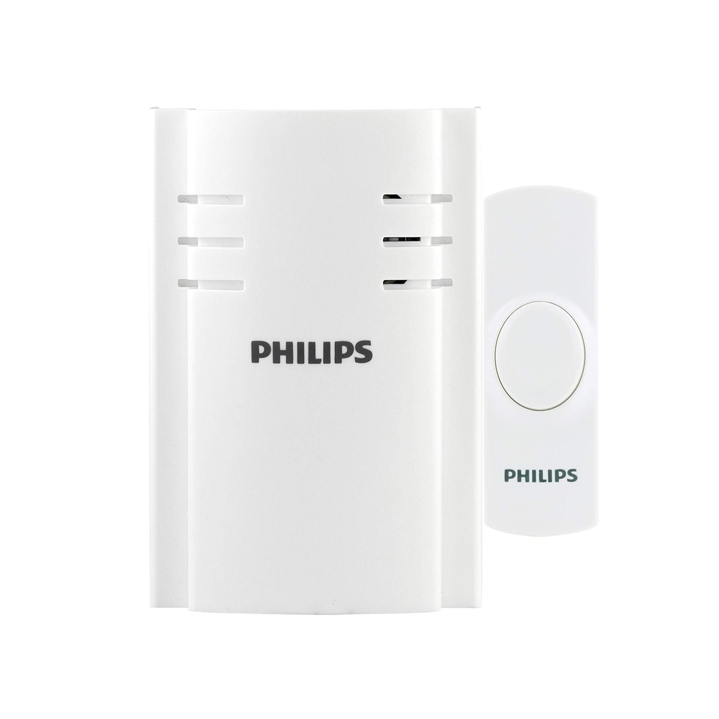 Philips Wireless Doorbell Kit, Plug-In Reciever, 2 Push Buttons, 8 Melodies, 4 Volume Levels, 150 Ft Range, White, DES2280W/27