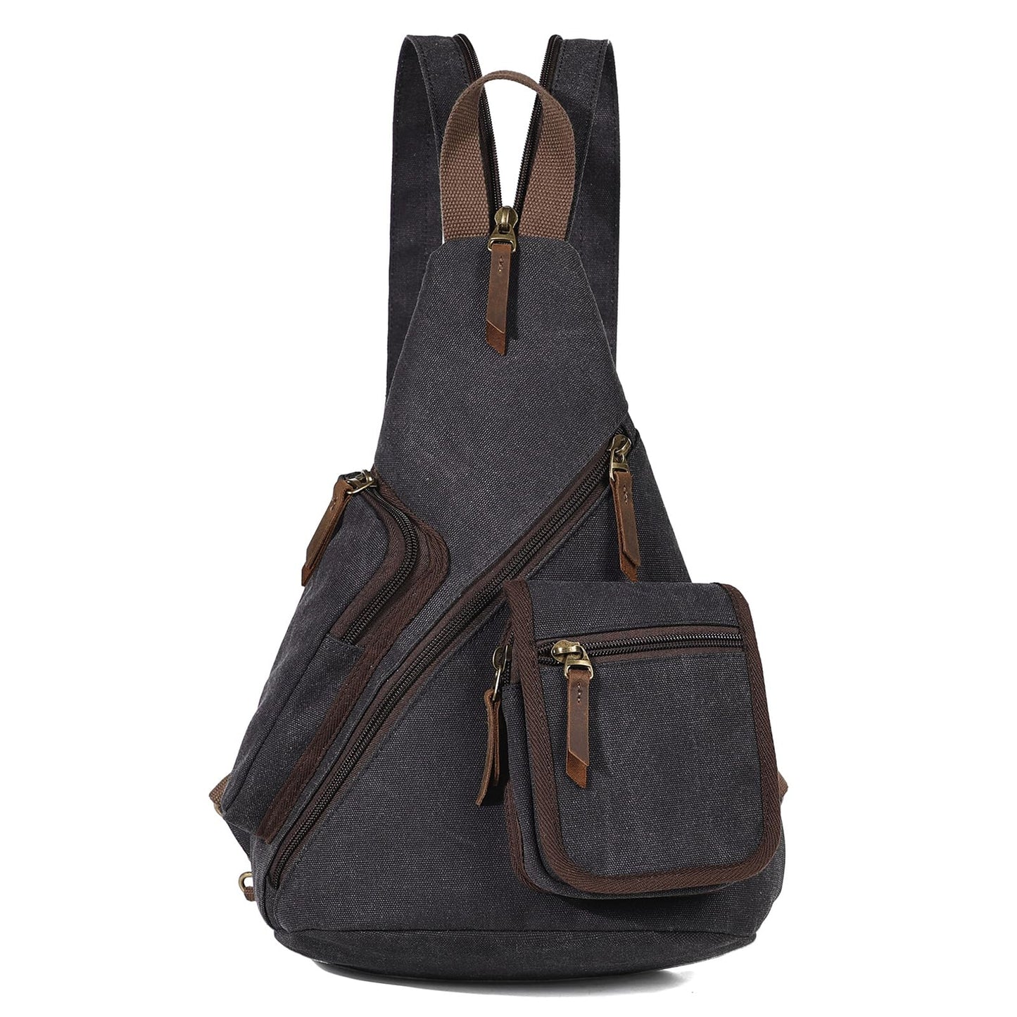 KL928 Canvas Sling Bag - Casual Crossbody Shoulder Daypack Rucksack Backpack for Men Women, Black