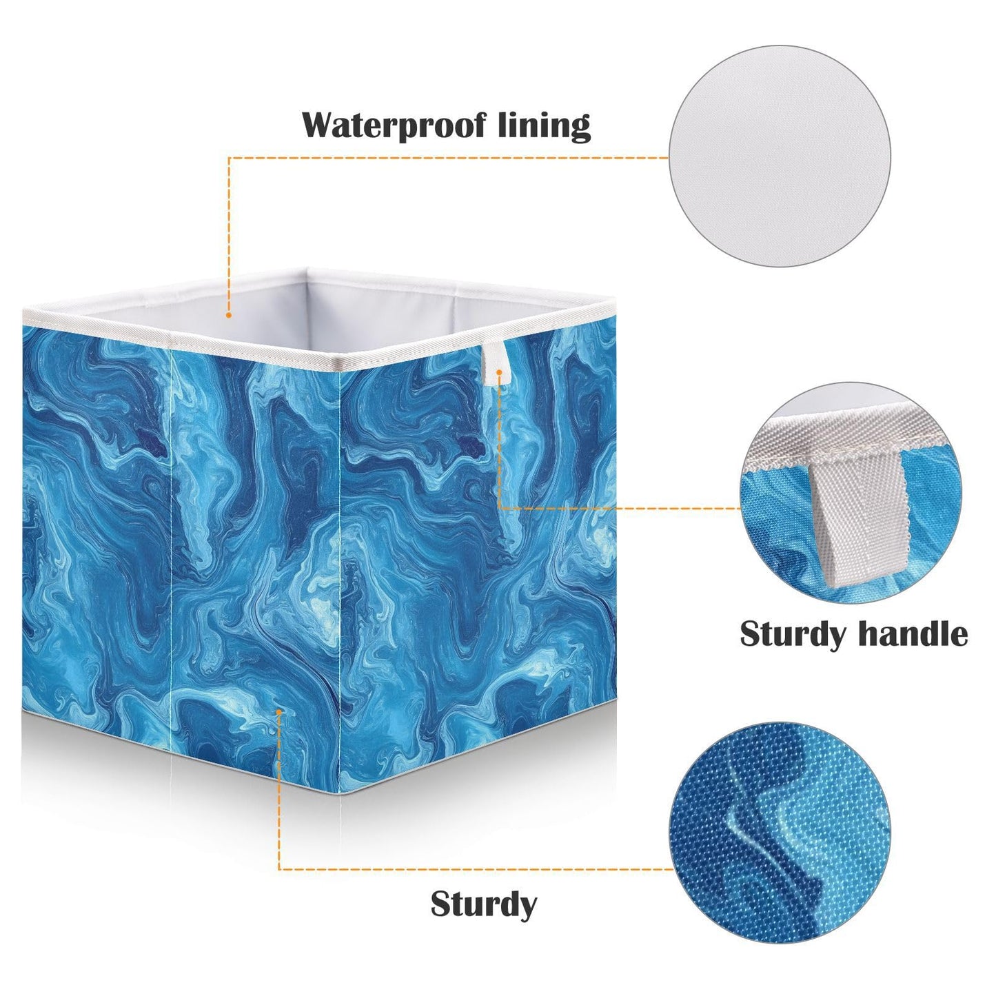 senya Large Storage Bins Blue Pigment Collapsible Foldable Storage Cubes Fabric Basket Closet Organizer Containers Box for Home Bedroom Office 11 x 11 x 11in