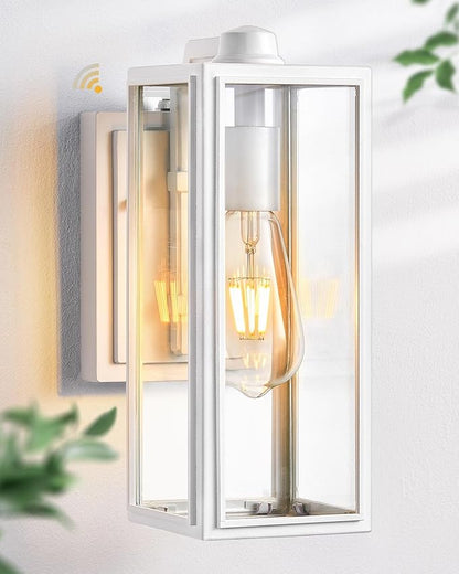 VIANIS White Outdoor Lighting Fixtures, Dusk to Dawn Outdoor Lighting, Exterior Light Fixture Wall Mount for House, Anti-Rust Aluminium Porch Lights Outdoor for Patio, Entryway
