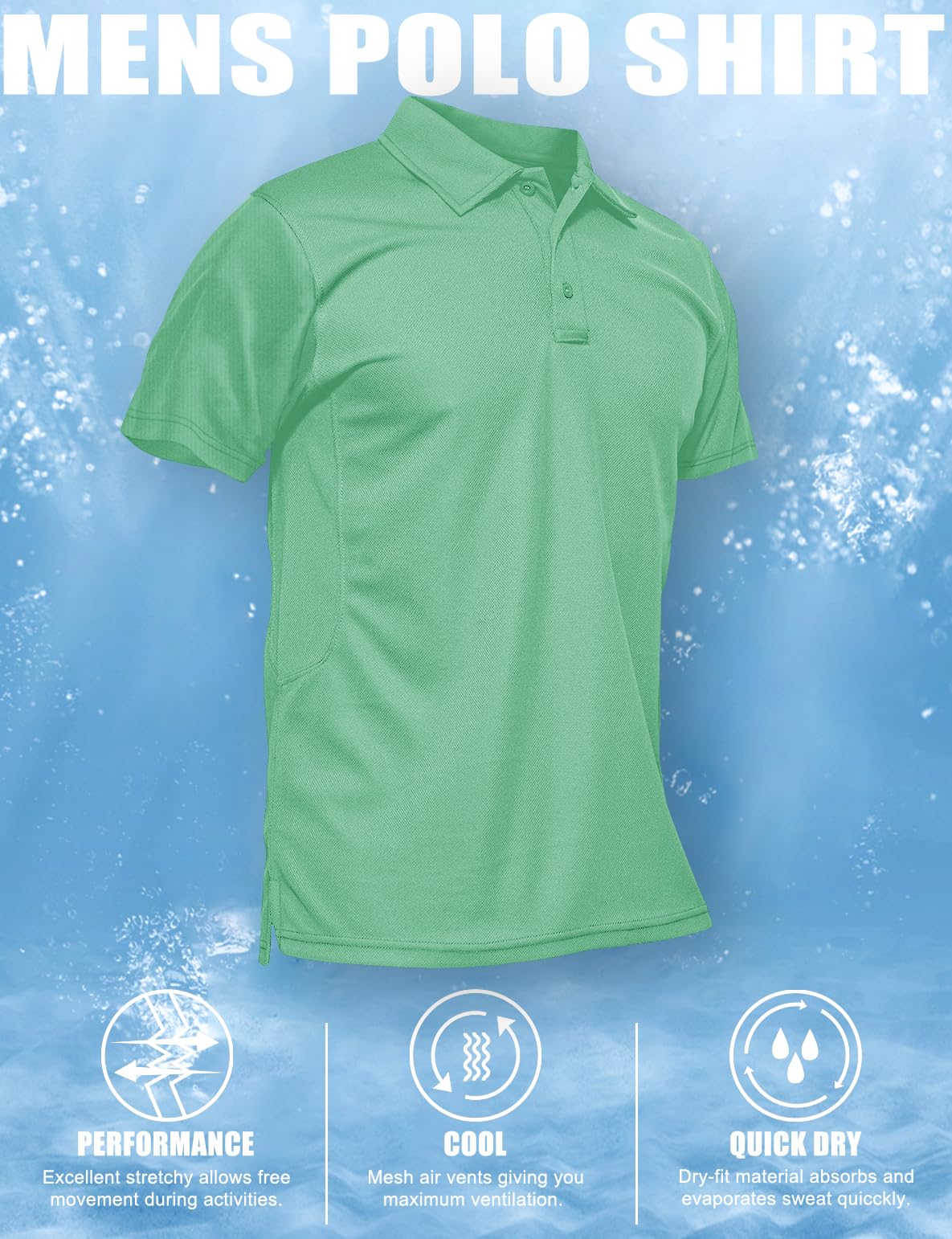 MAGCOMSEN Golf Polo for Men Short Sleeve T Shirts Work Shirts Lightweight Shirts Quick Dry Shirts Mint Green XXL