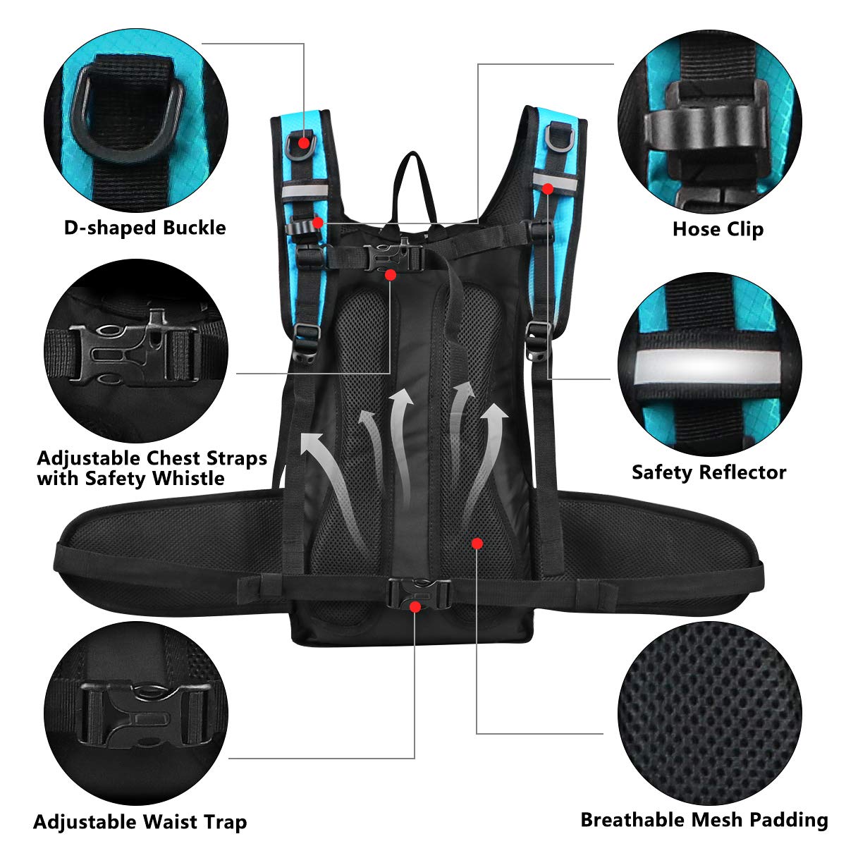 Lunidry Insulated Hydration Pack Backpack with 3L BPA Free Leak-Proof Water Bladder, Keep Liquids Cool for Up to 5 Hours, Daypack for Hiking, Running, Cycling, Hunting, Climbing